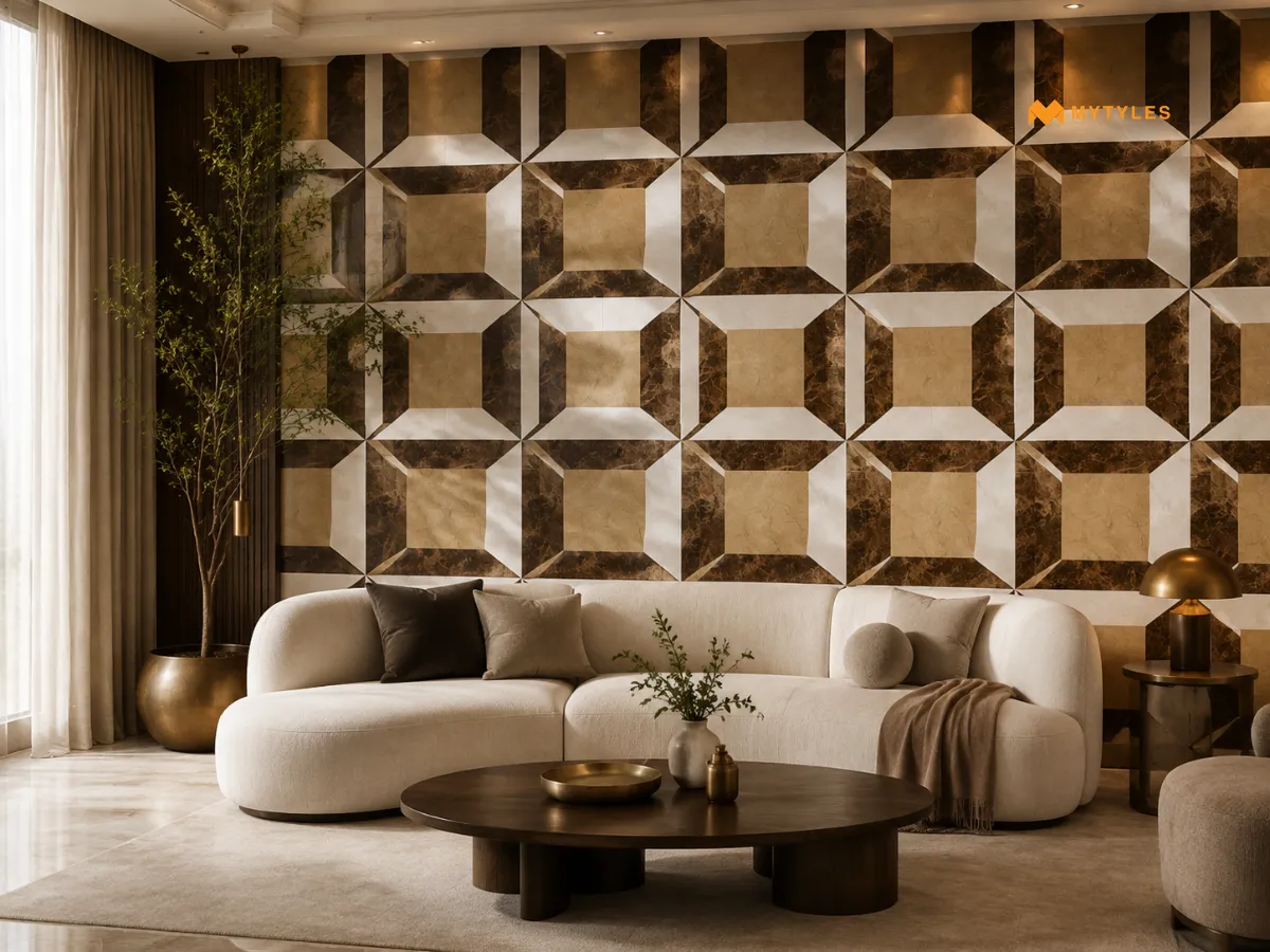 Brown Pinwheel Moroccan Tile in Hall